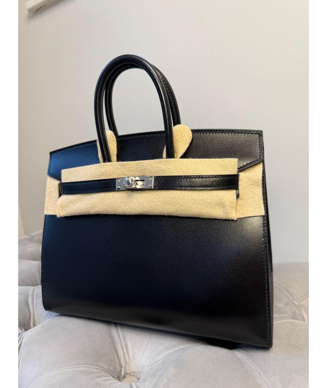 HERMES Черная кожаная сумка с короткими ручками, фото 3