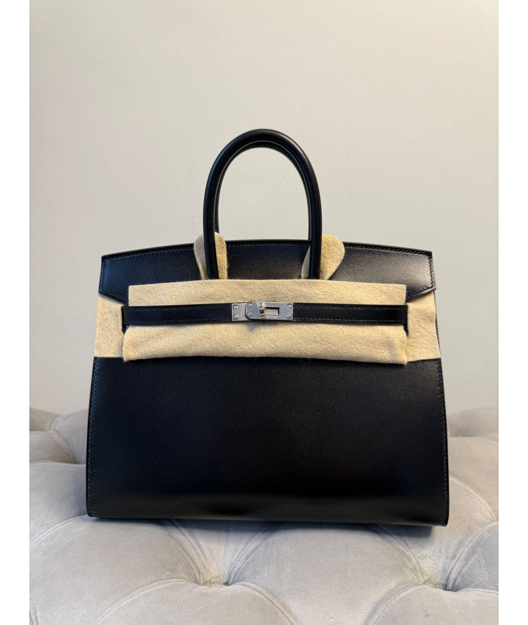 HERMES Черная кожаная сумка с короткими ручками, фото 5