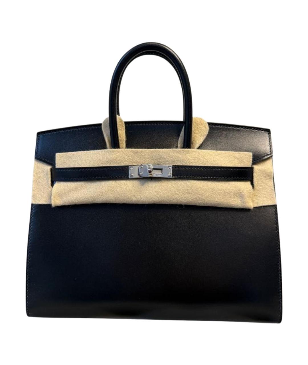 HERMES Черная кожаная сумка с короткими ручками, фото 1