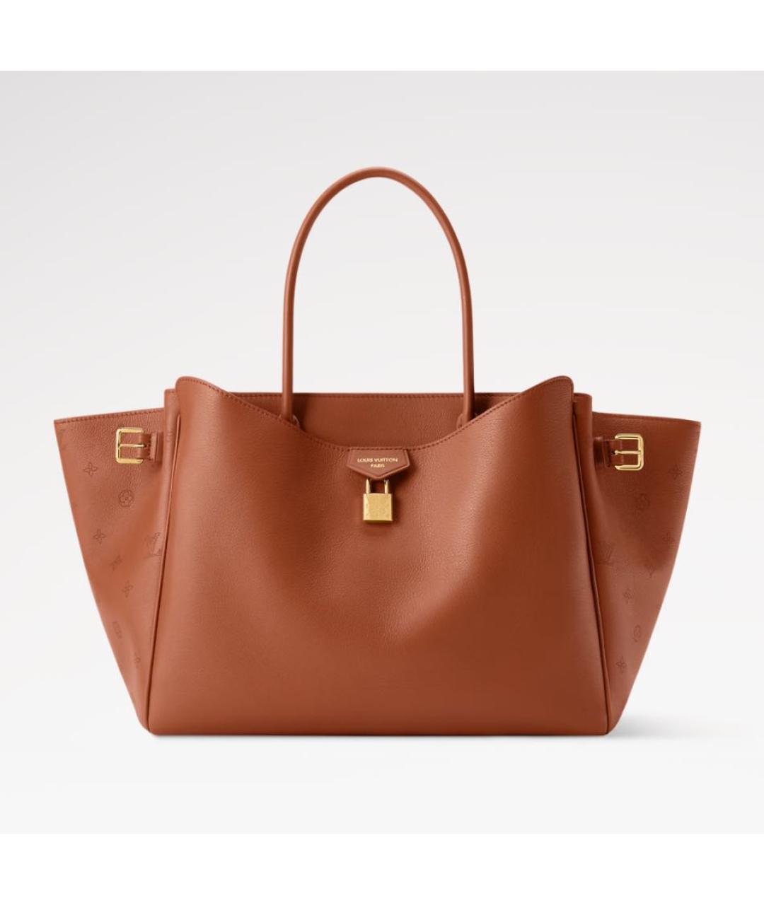 LOUIS VUITTON Коричневая кожаная сумка тоут, фото 5