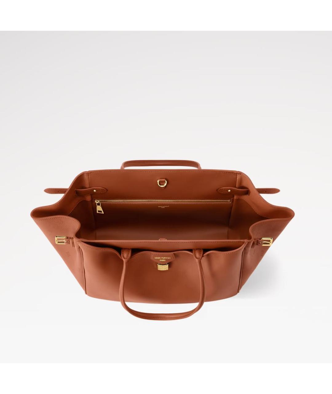 LOUIS VUITTON Коричневая кожаная сумка тоут, фото 3