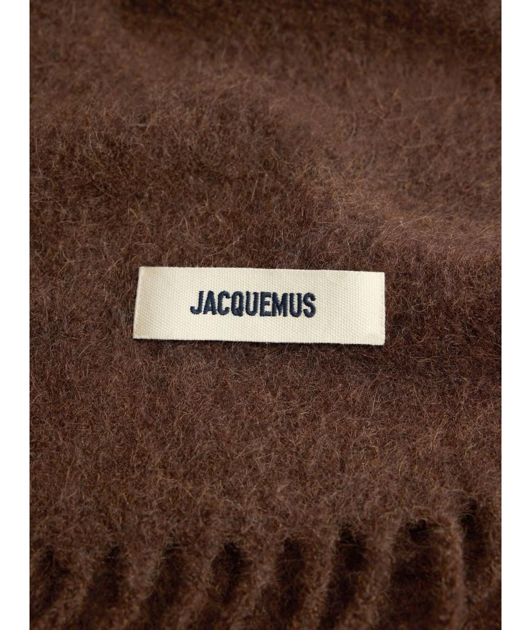JACQUEMUS Коричневый шерстяной шарф, фото 2
