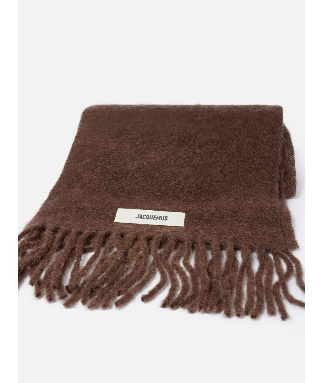 JACQUEMUS Коричневый шерстяной шарф, фото 4