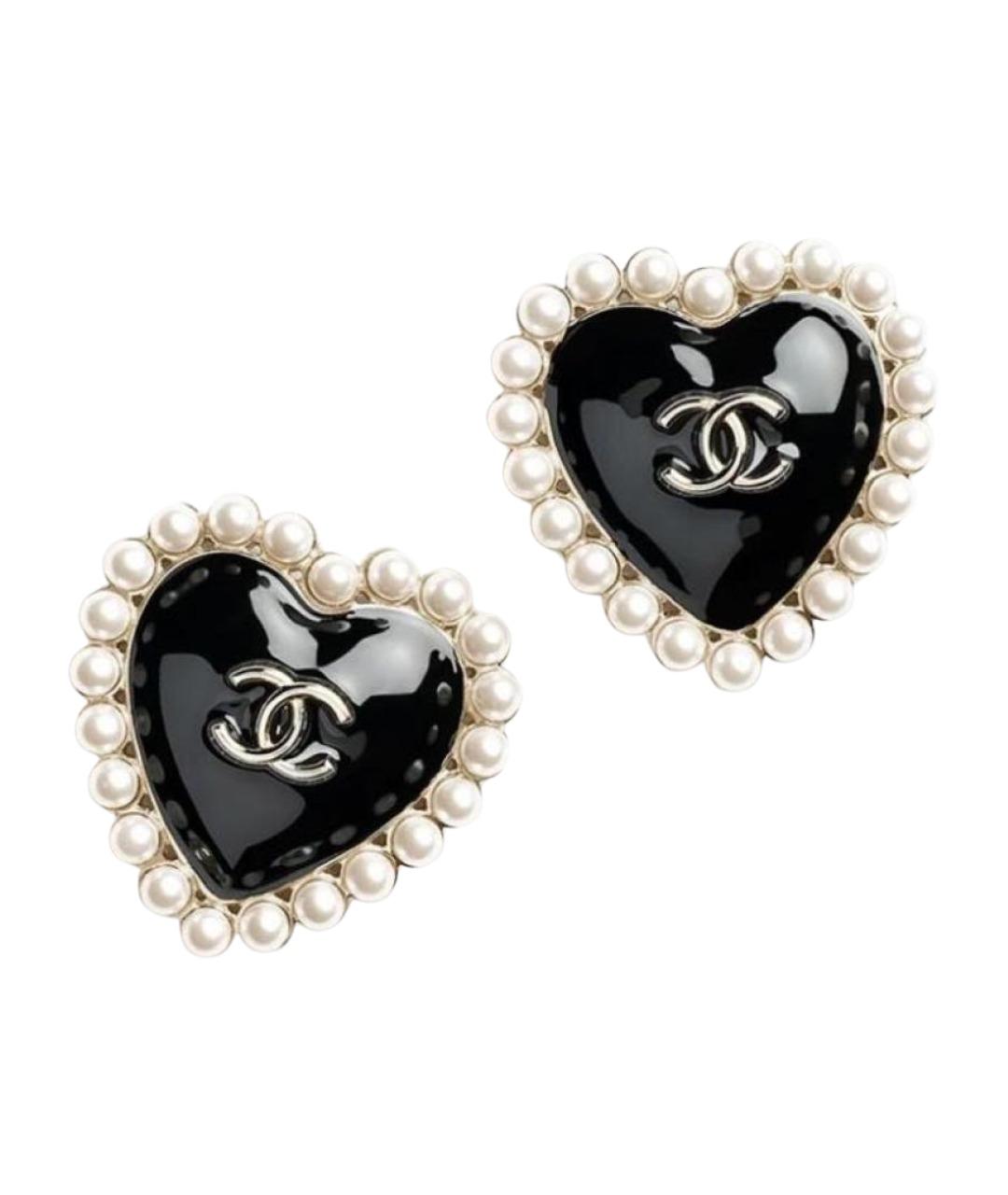 CHANEL Черные металлические серьги, фото 1