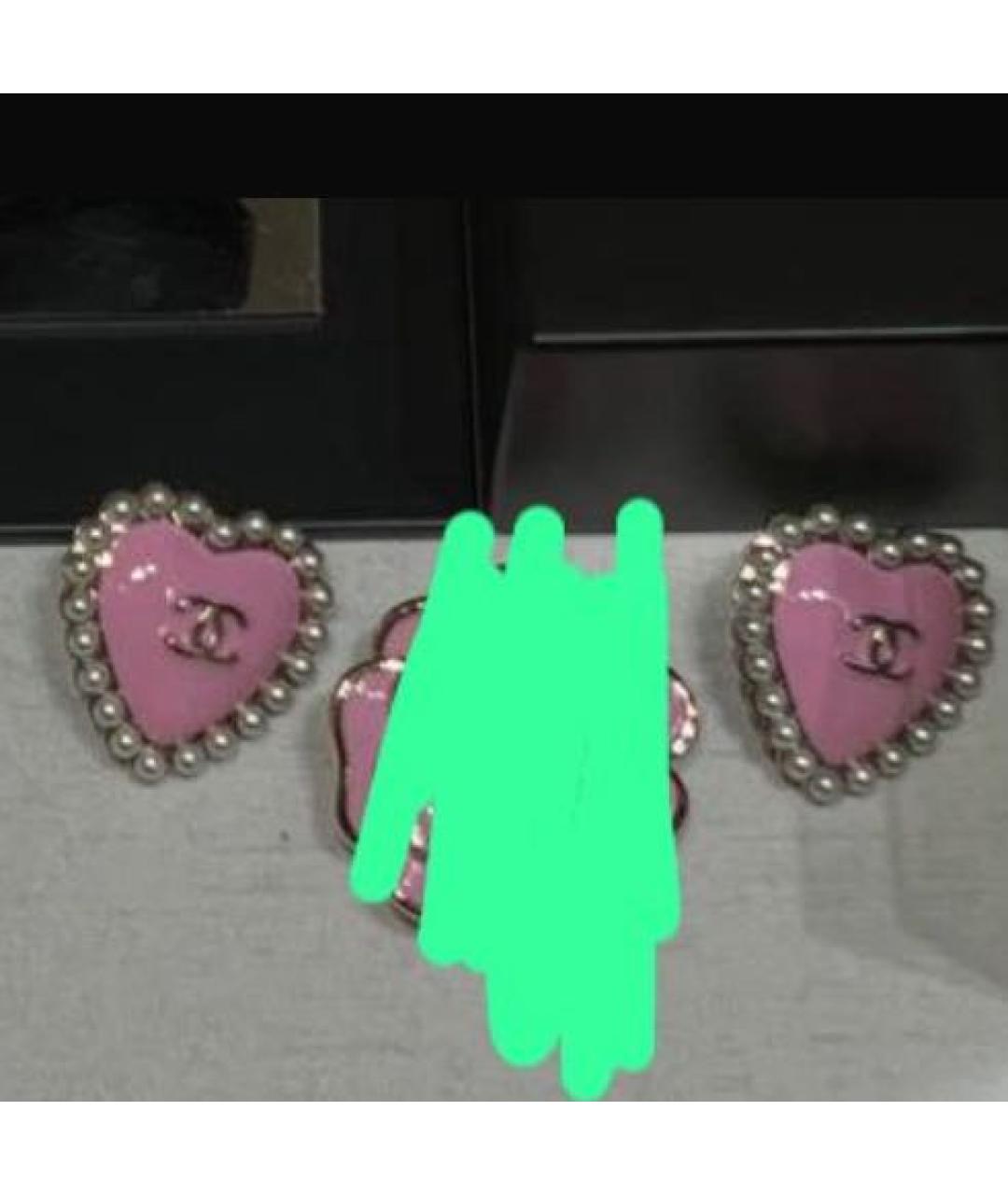 CHANEL Розовые металлические серьги, фото 3