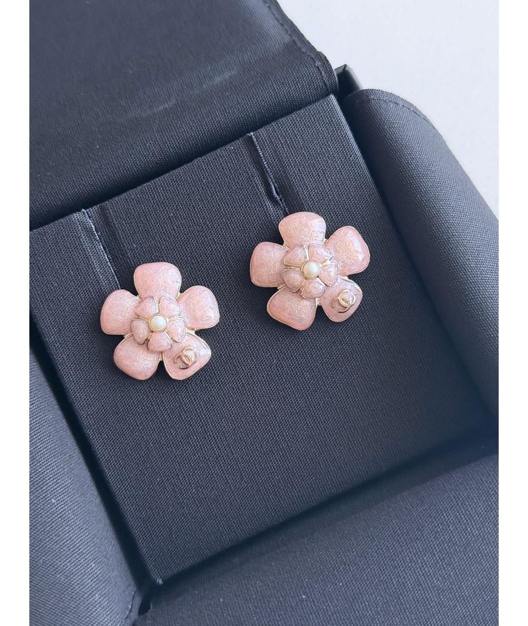 CHANEL Розовые металлические серьги, фото 4
