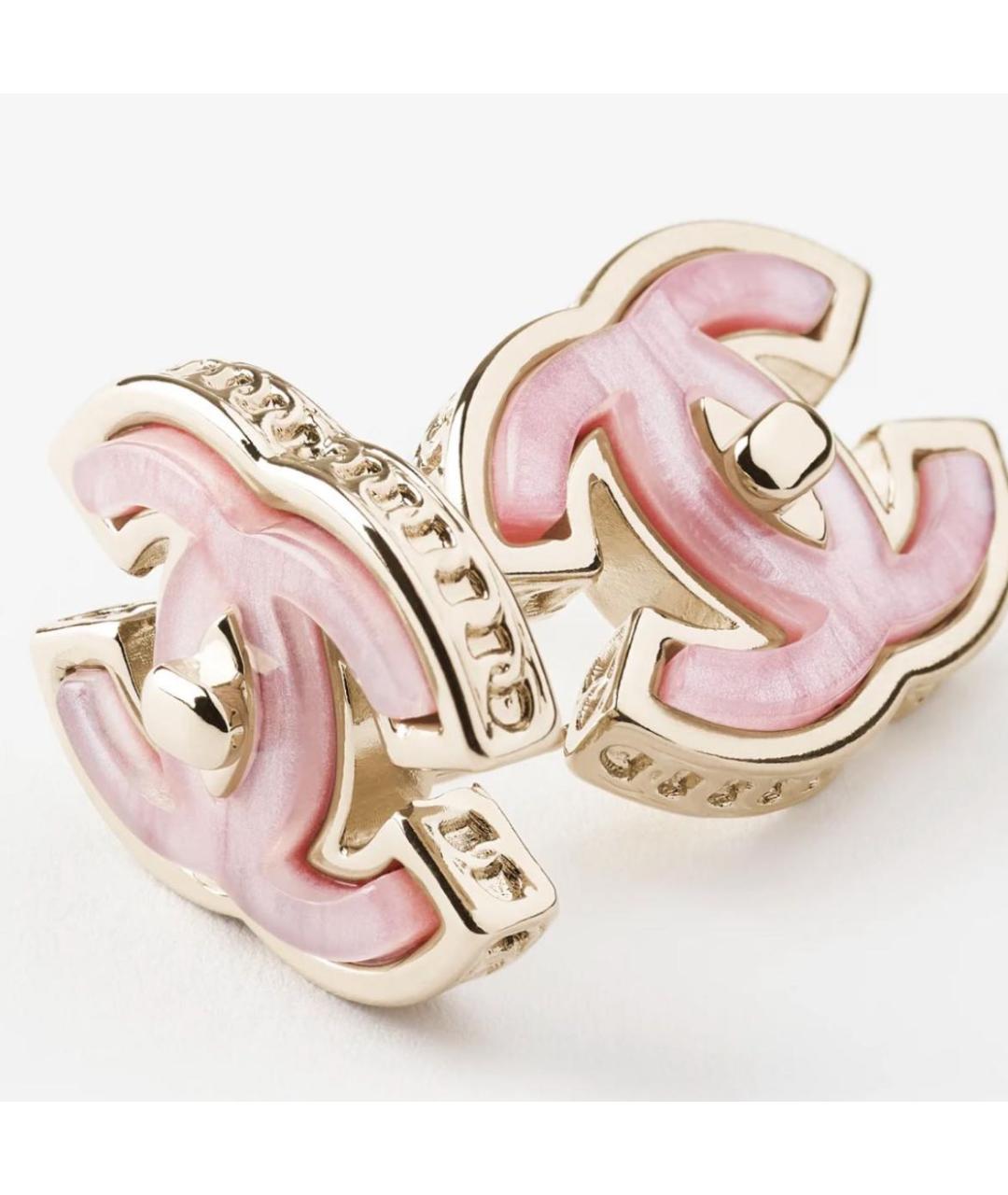 CHANEL Розовые металлические серьги, фото 2
