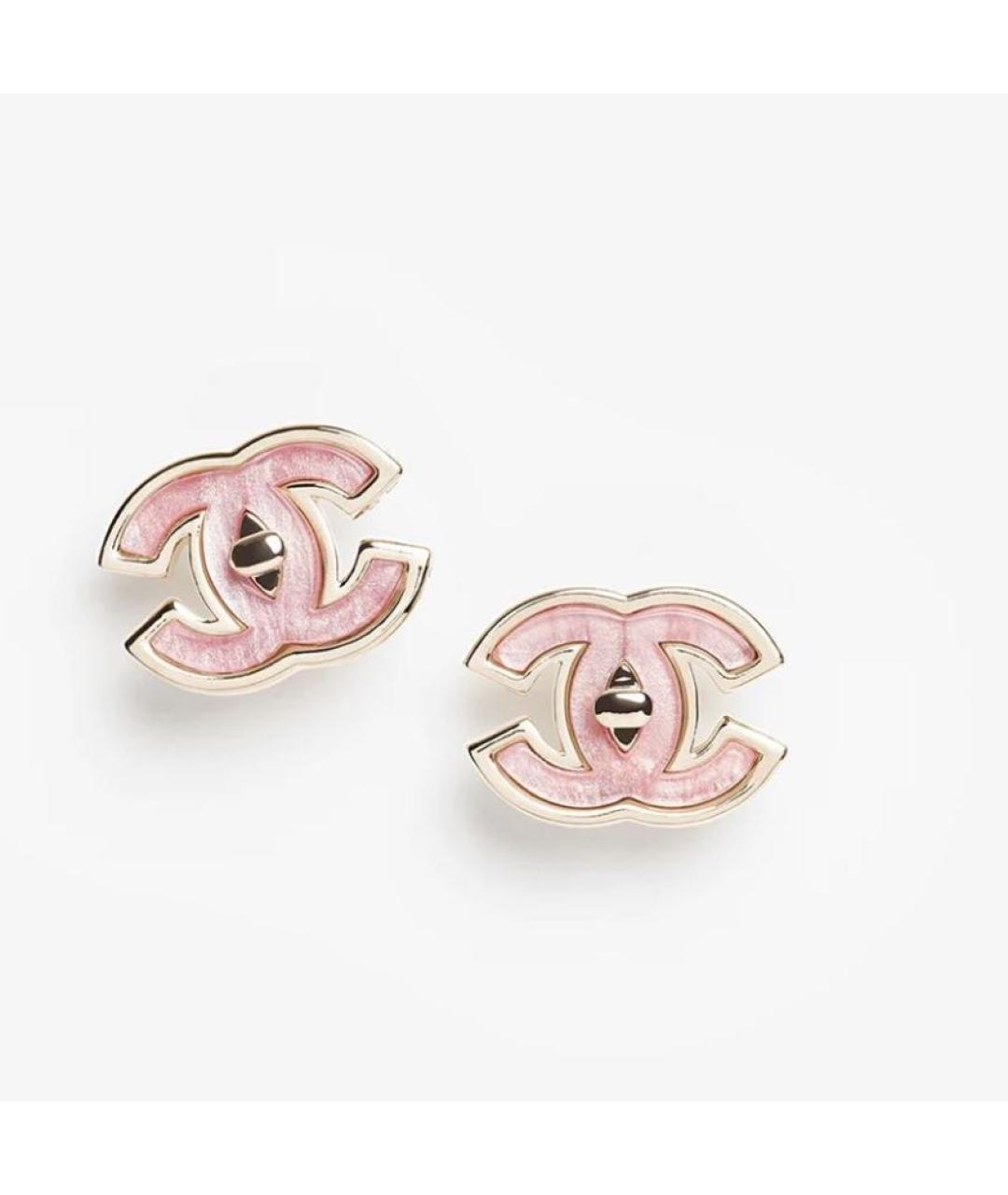 CHANEL Розовые металлические серьги, фото 3