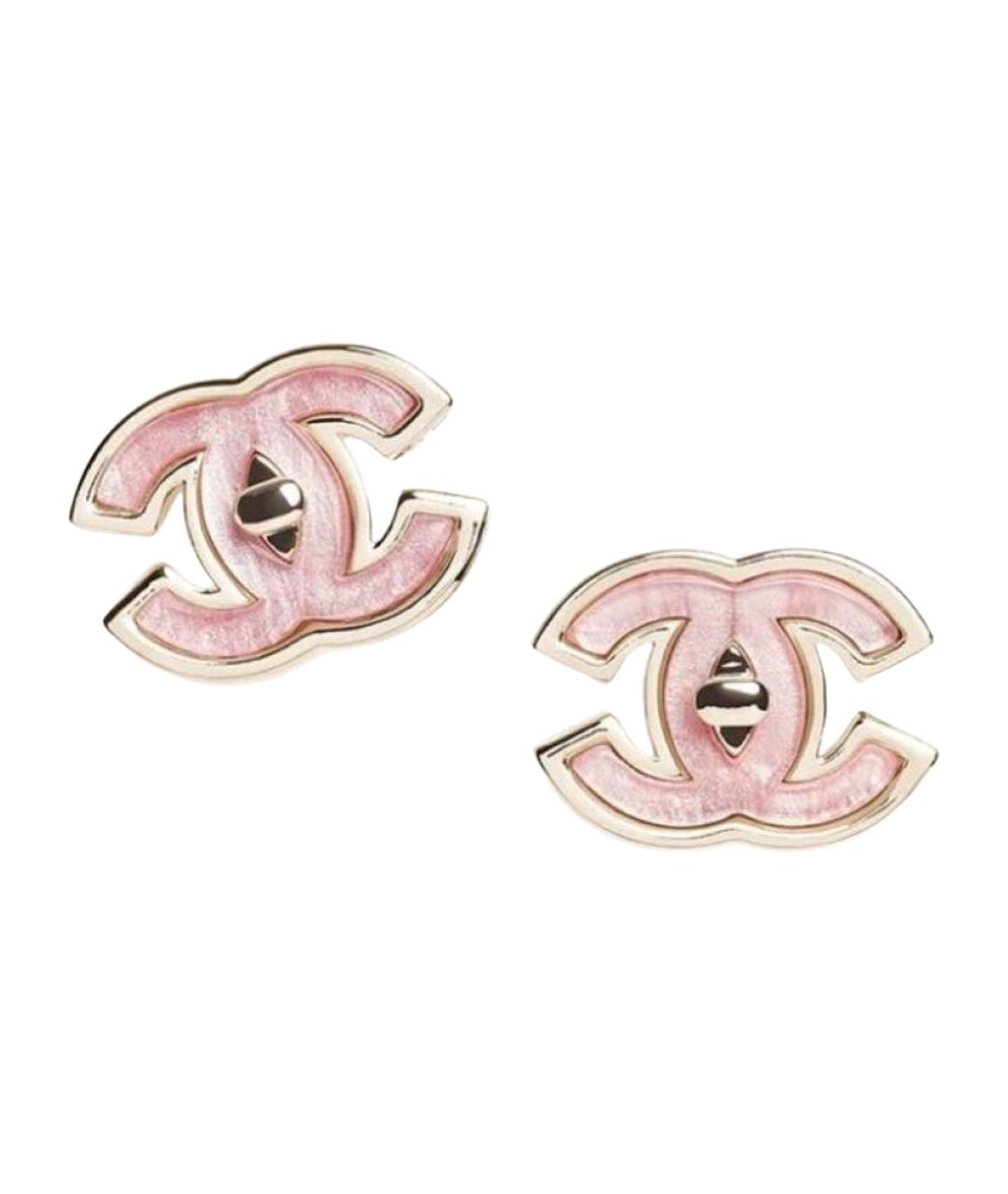 CHANEL Розовые металлические серьги, фото 1