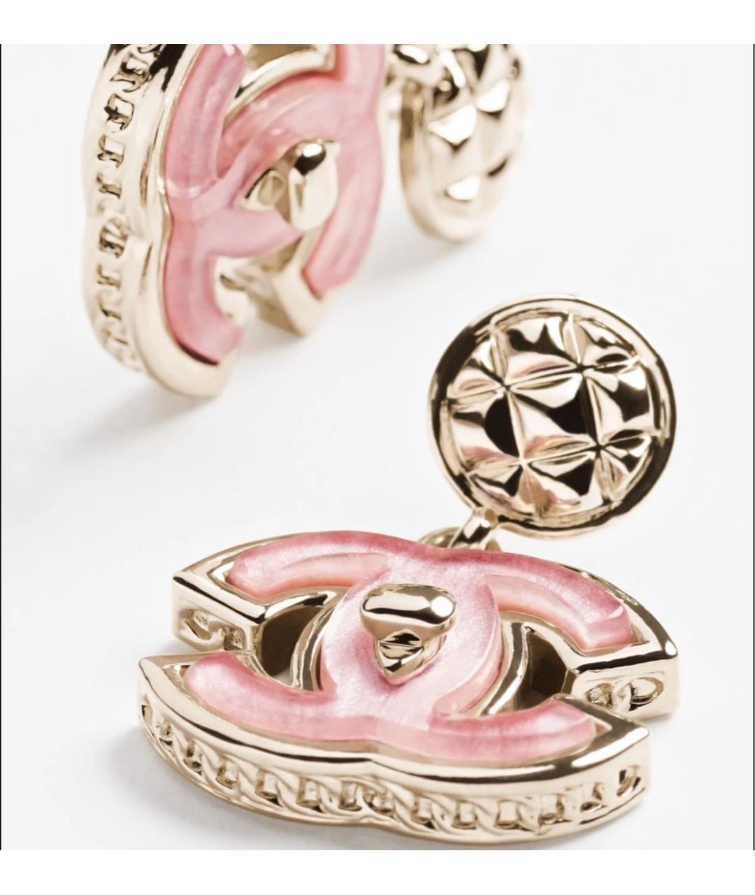 CHANEL Розовые металлические серьги, фото 3
