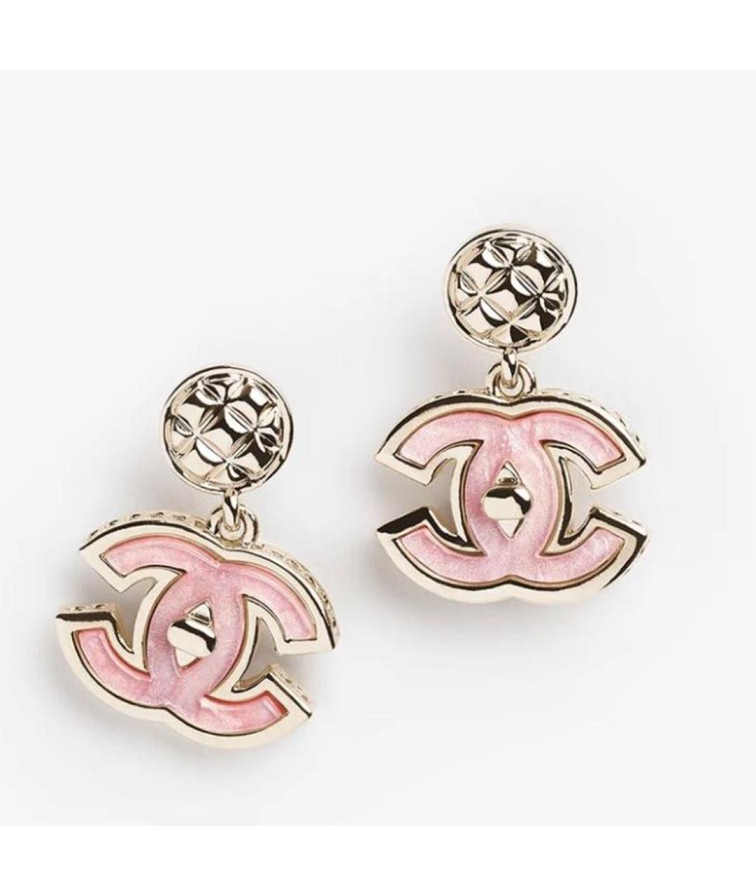 CHANEL Розовые металлические серьги, фото 5