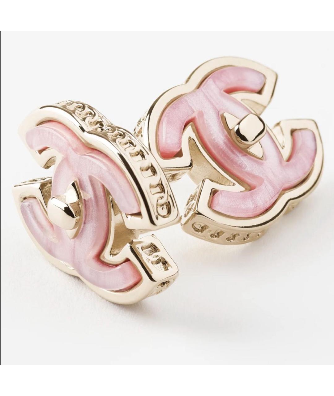 CHANEL Розовые металлические серьги, фото 2