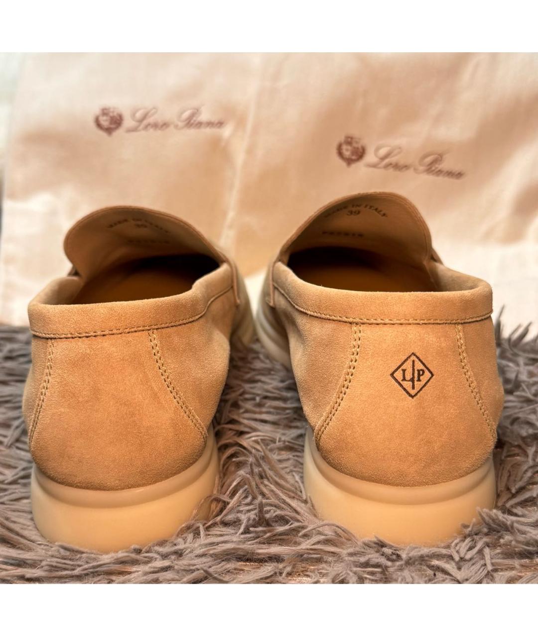 LORO PIANA Бежевые замшевые лоферы, фото 4