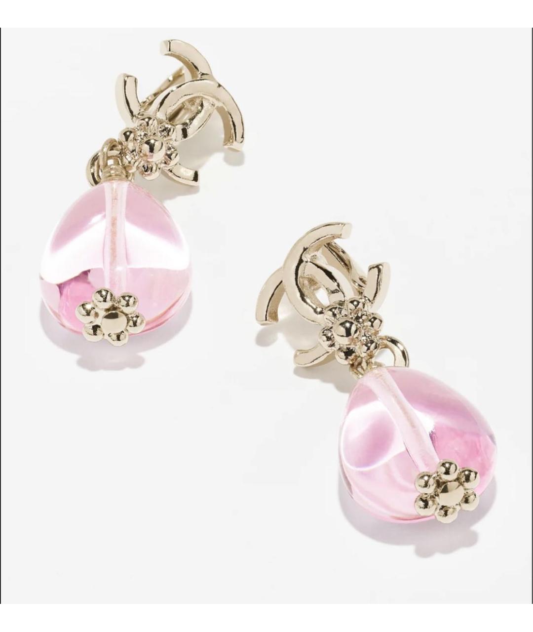 CHANEL Розовые металлические серьги, фото 2