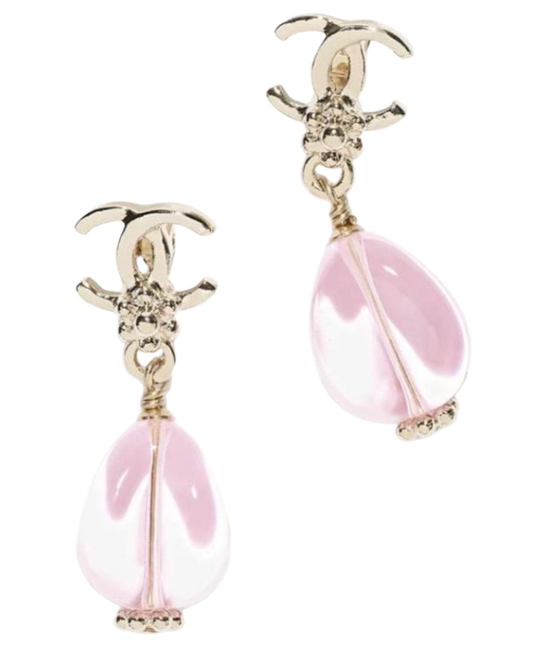CHANEL Розовые металлические серьги, фото 1
