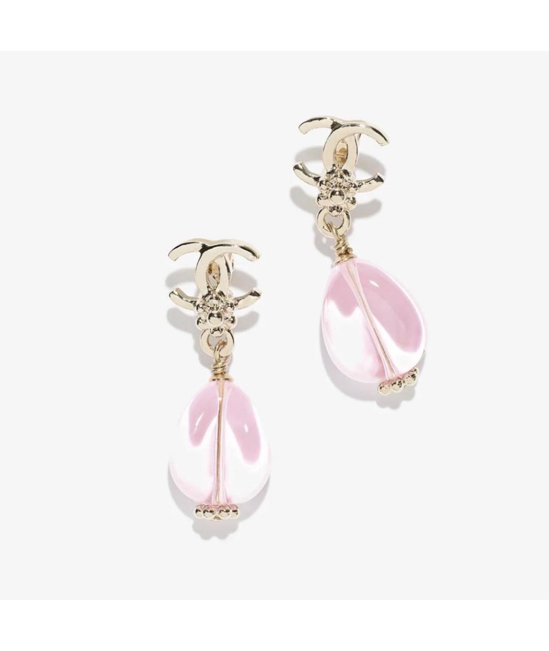 CHANEL Розовые металлические серьги, фото 4