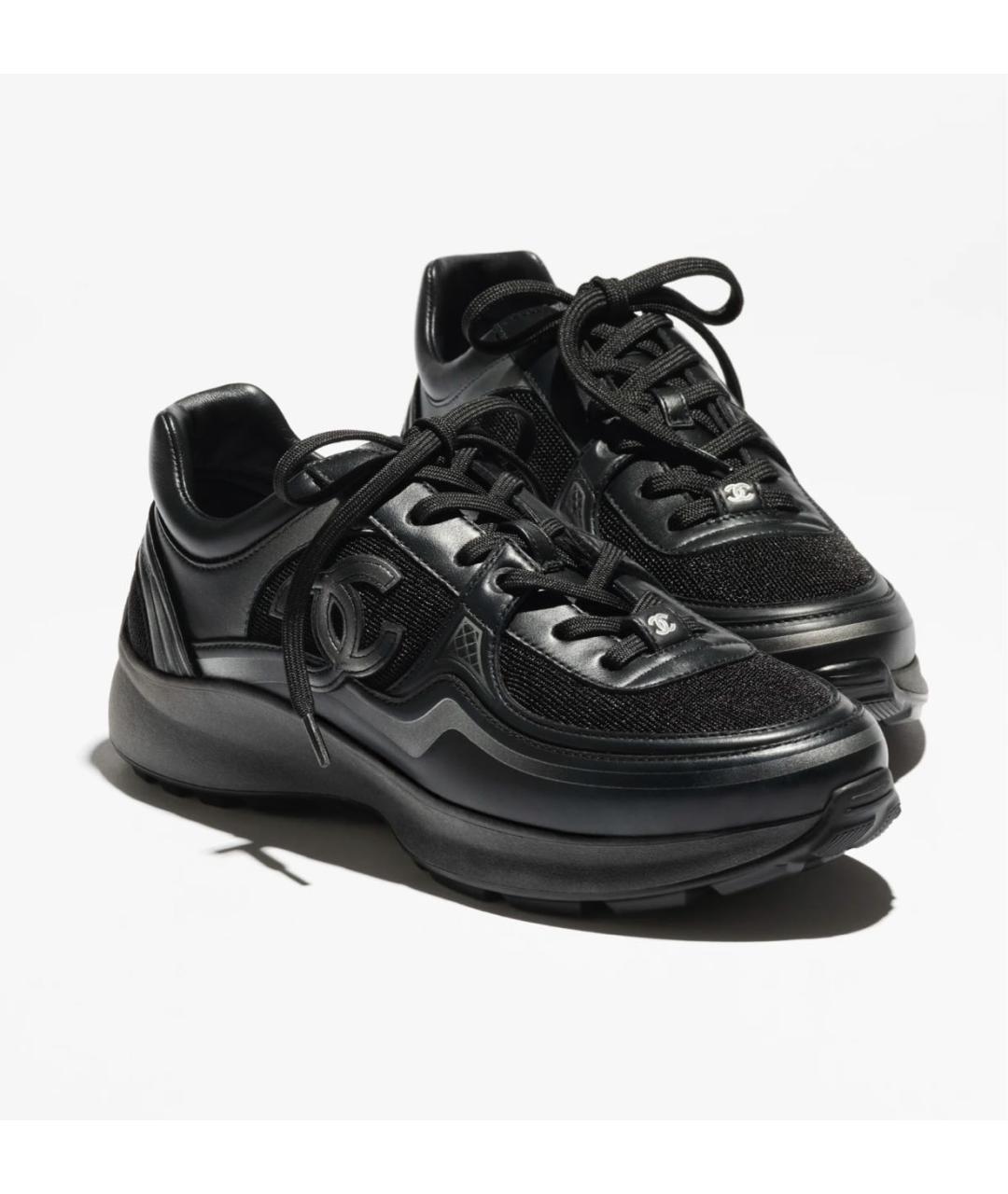 CHANEL Черные кожаные кроссовки, фото 5