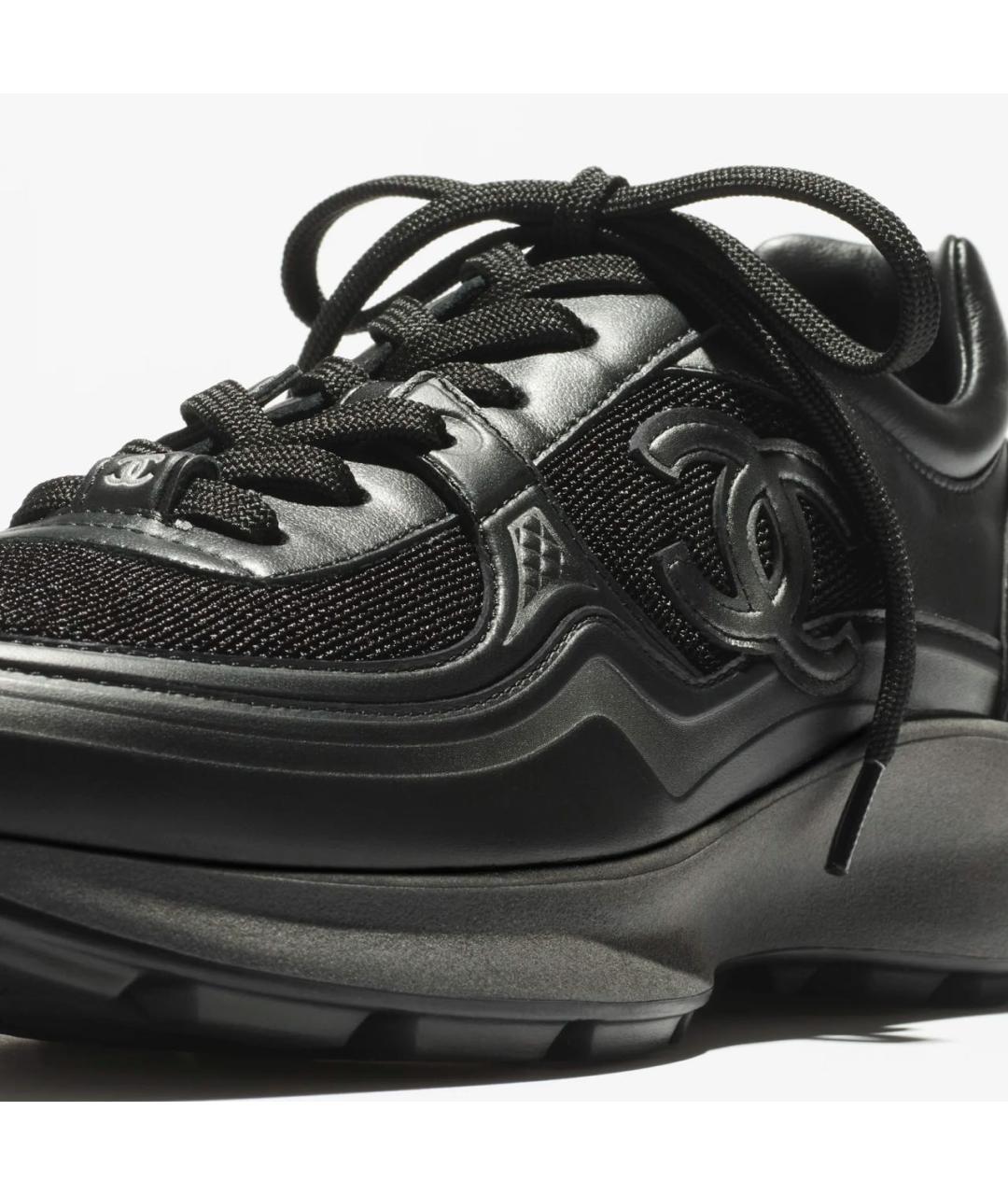 CHANEL Черные кожаные кроссовки, фото 4