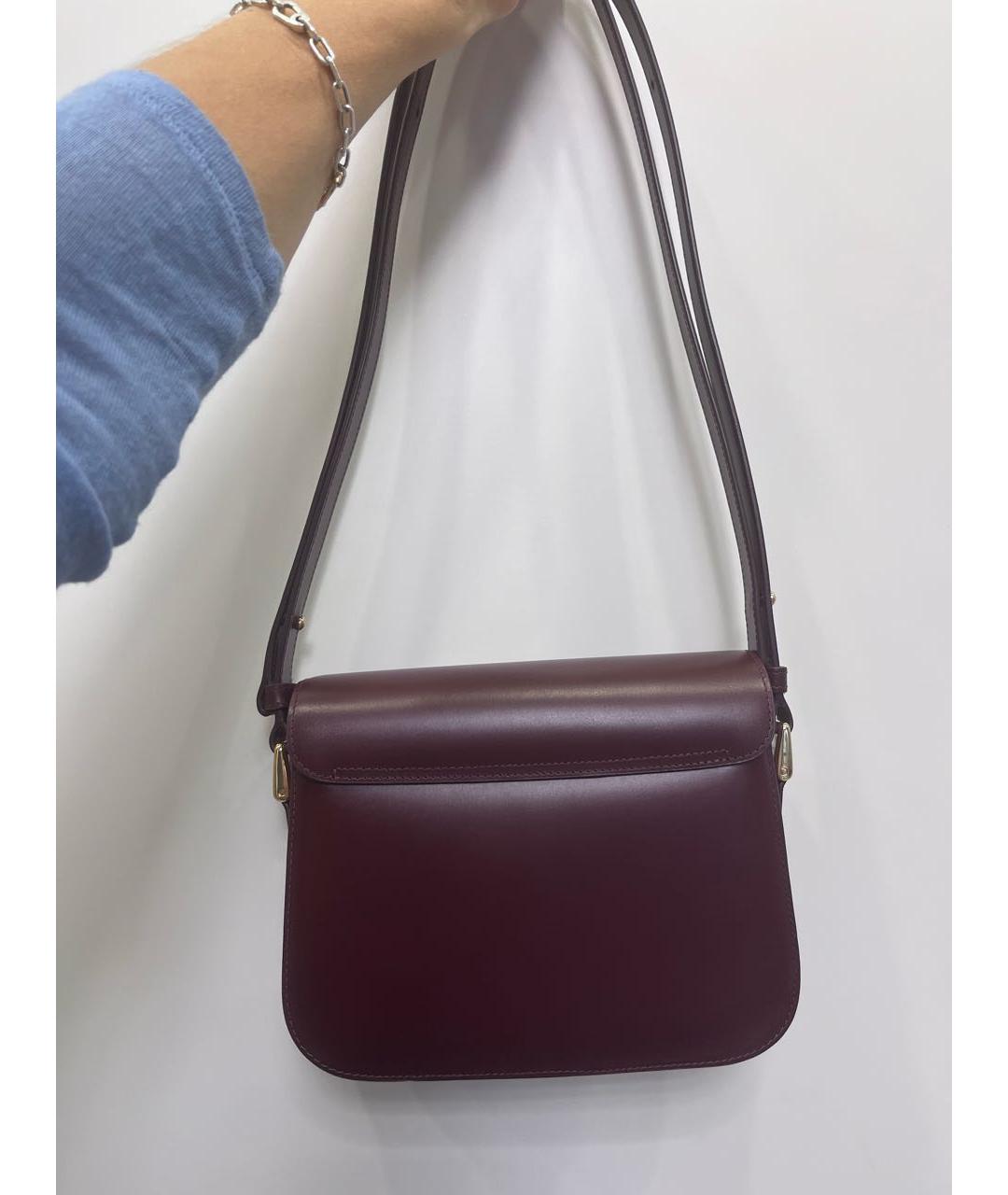 A.P.C. Бордовая кожаная сумка через плечо, фото 3