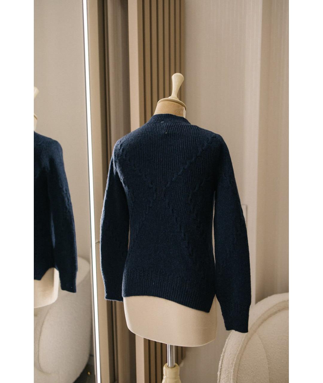 ERMANNO SCERVINO Темно-синий шерстяной джемпер / свитер, фото 4