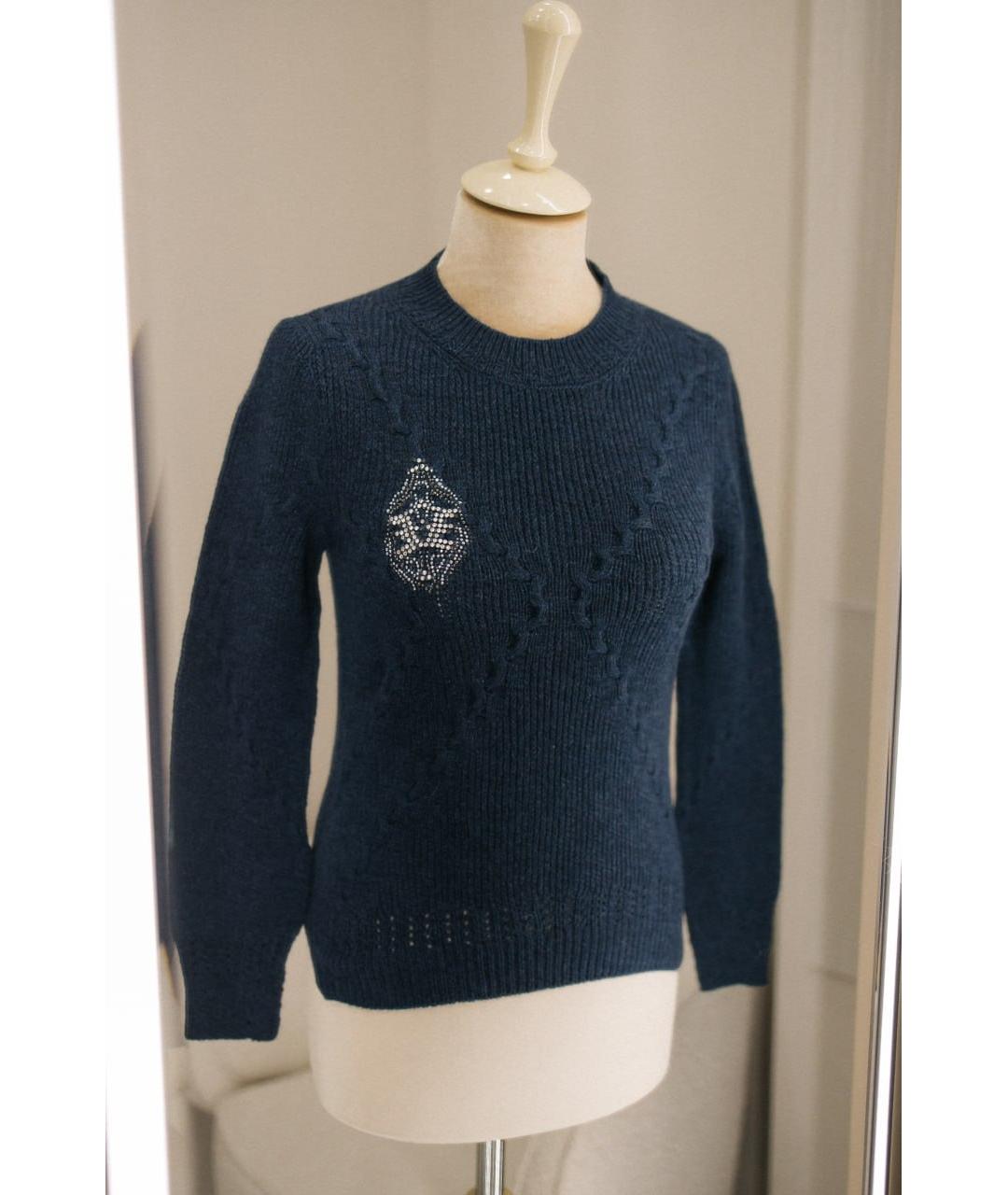 ERMANNO SCERVINO Темно-синий шерстяной джемпер / свитер, фото 2