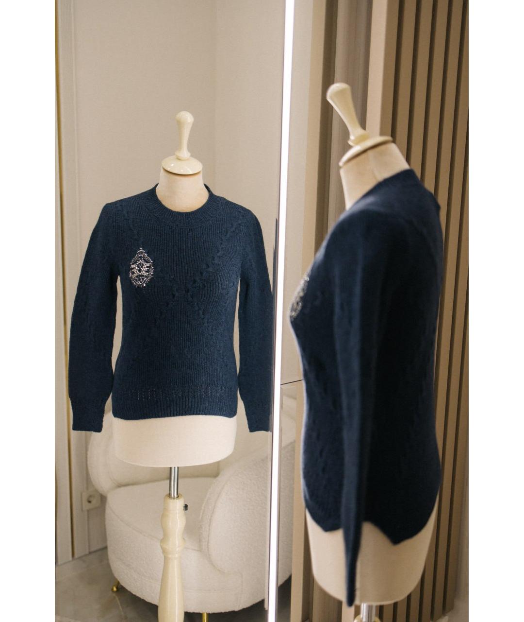 ERMANNO SCERVINO Темно-синий шерстяной джемпер / свитер, фото 3