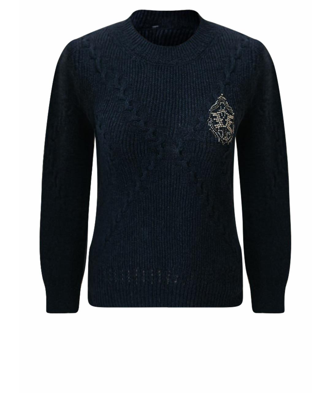 ERMANNO SCERVINO Темно-синий шерстяной джемпер / свитер, фото 1