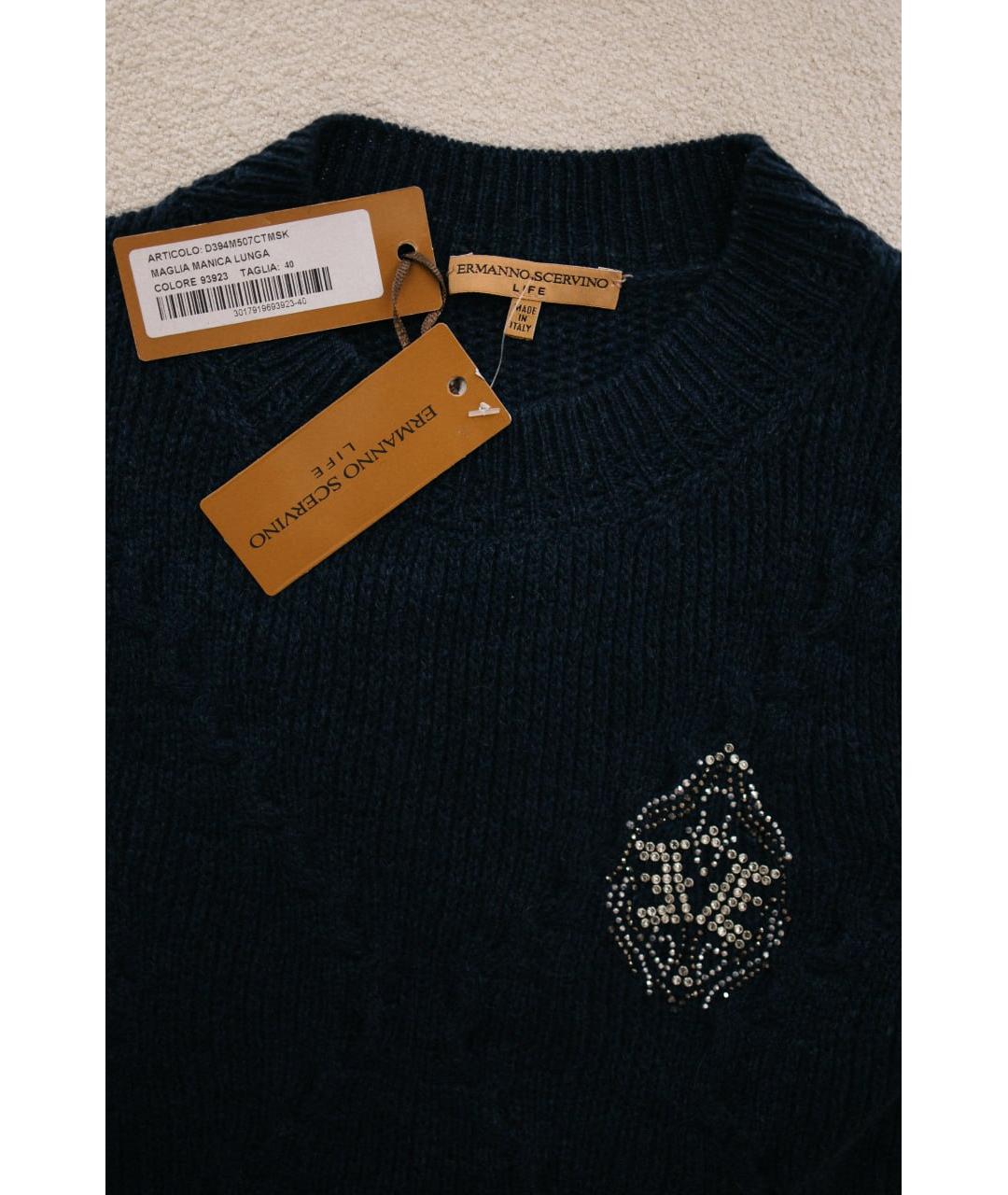 ERMANNO SCERVINO Темно-синий шерстяной джемпер / свитер, фото 5
