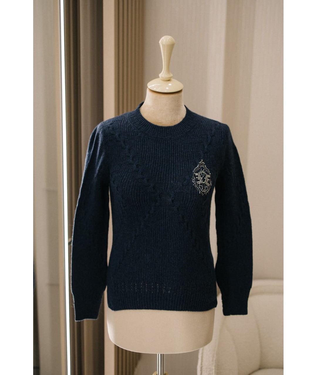 ERMANNO SCERVINO Темно-синий шерстяной джемпер / свитер, фото 6