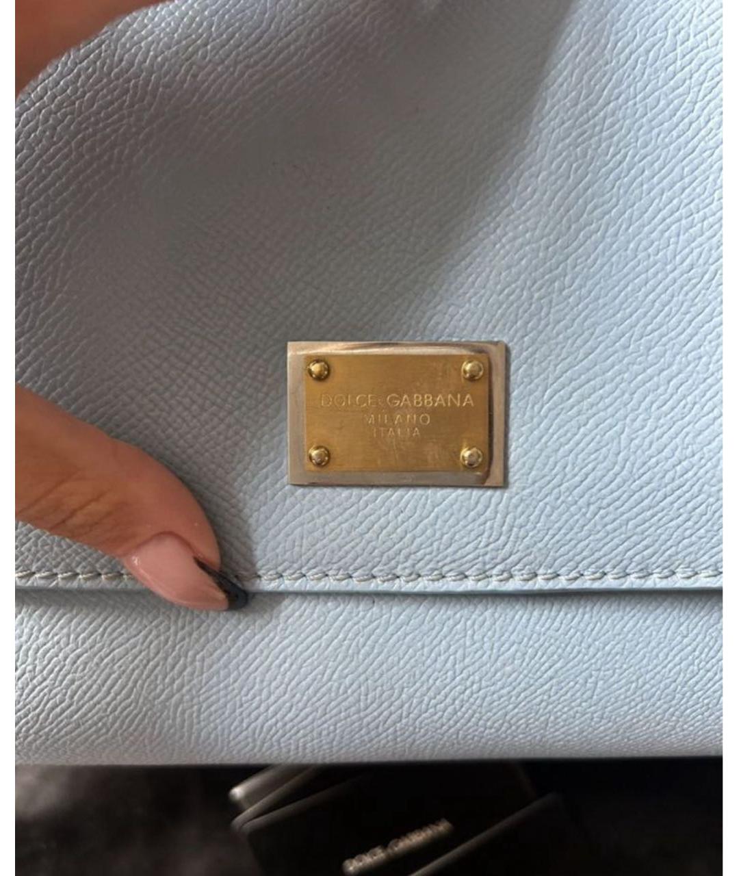 DOLCE&GABBANA Голубая кожаная сумка через плечо, фото 6
