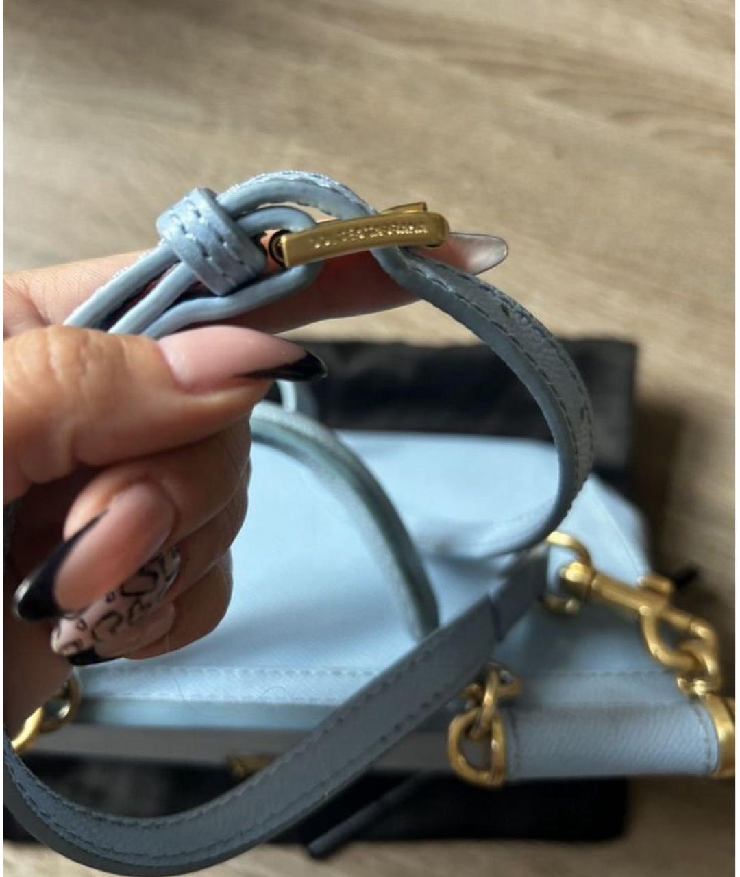 DOLCE&GABBANA Голубая кожаная сумка через плечо, фото 4