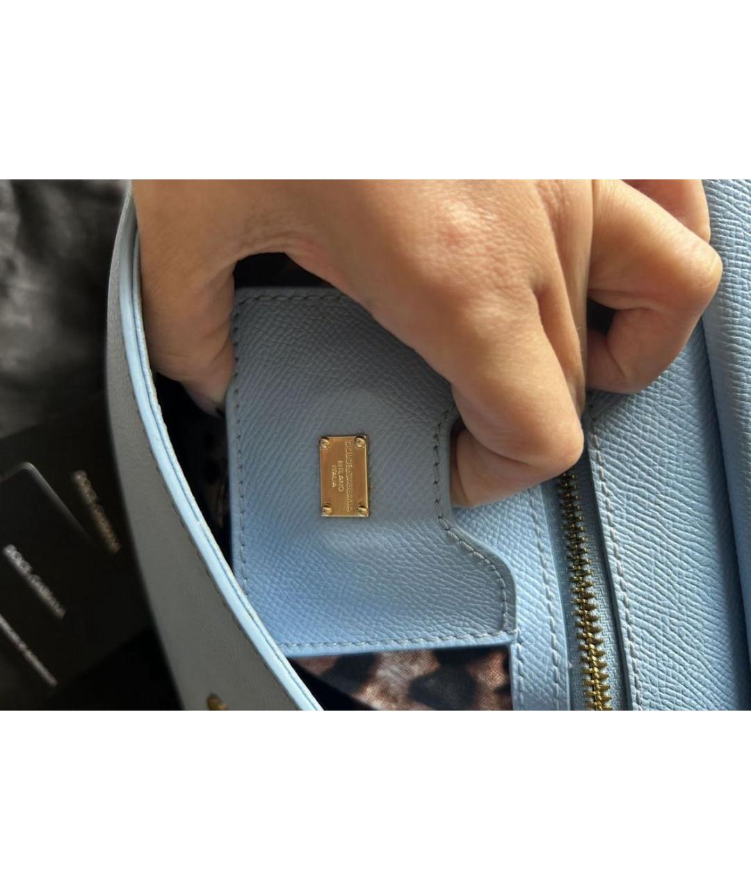 DOLCE&GABBANA Голубая кожаная сумка через плечо, фото 7