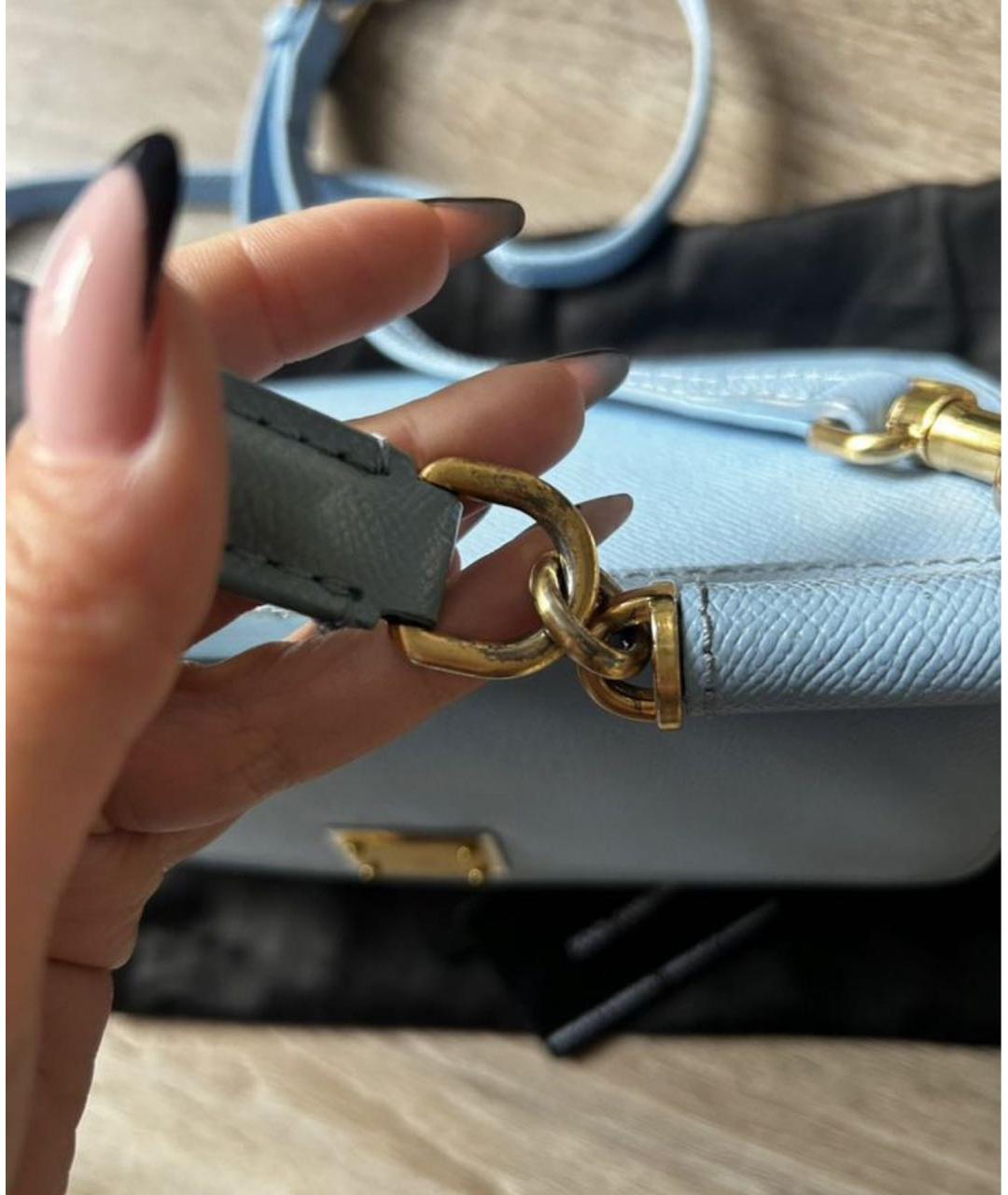 DOLCE&GABBANA Голубая кожаная сумка через плечо, фото 5