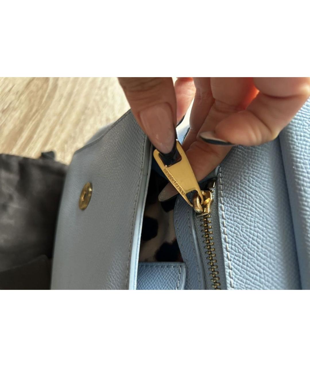 DOLCE&GABBANA Голубая кожаная сумка через плечо, фото 8