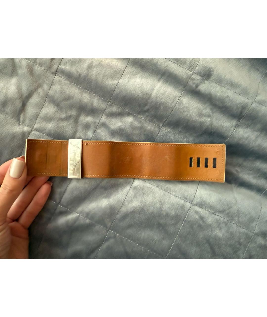 HERMES Белый кожаный браслет, фото 5