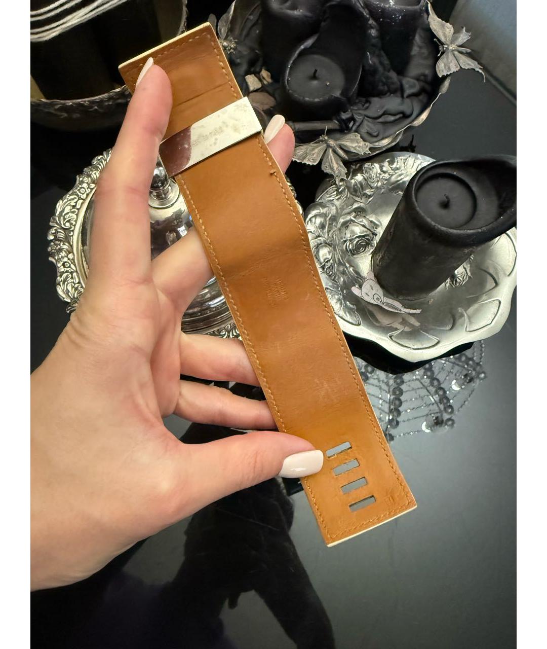 HERMES Белый кожаный браслет, фото 4