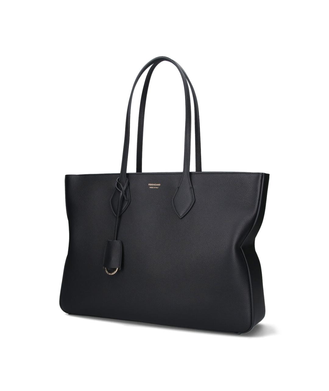 FERRAGAMO Черная кожаная сумка тоут, фото 2