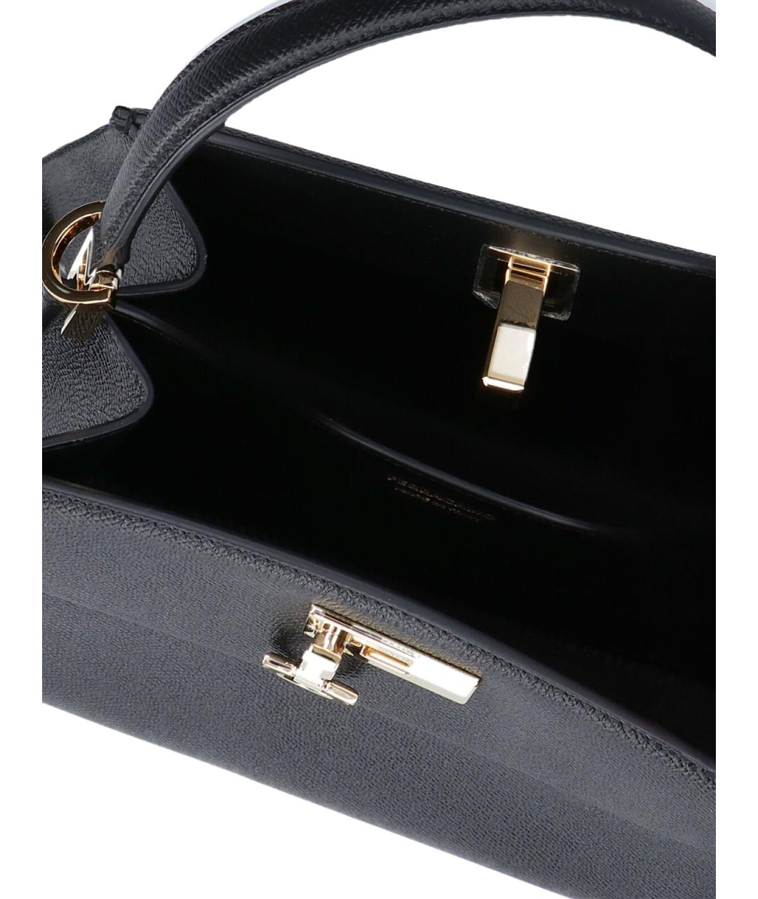 FERRAGAMO Черная кожаная сумка тоут, фото 4