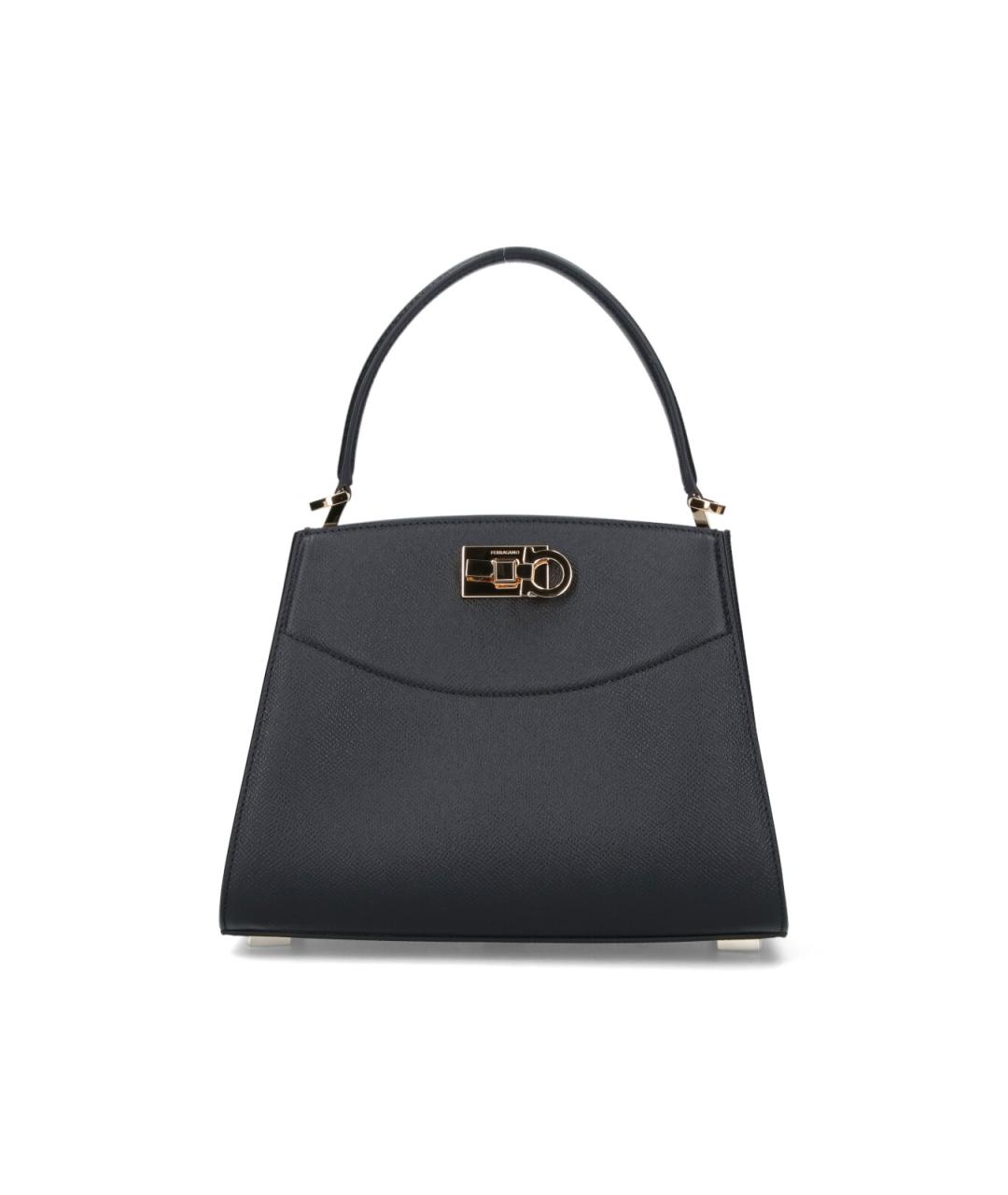 FERRAGAMO Черная кожаная сумка тоут, фото 1