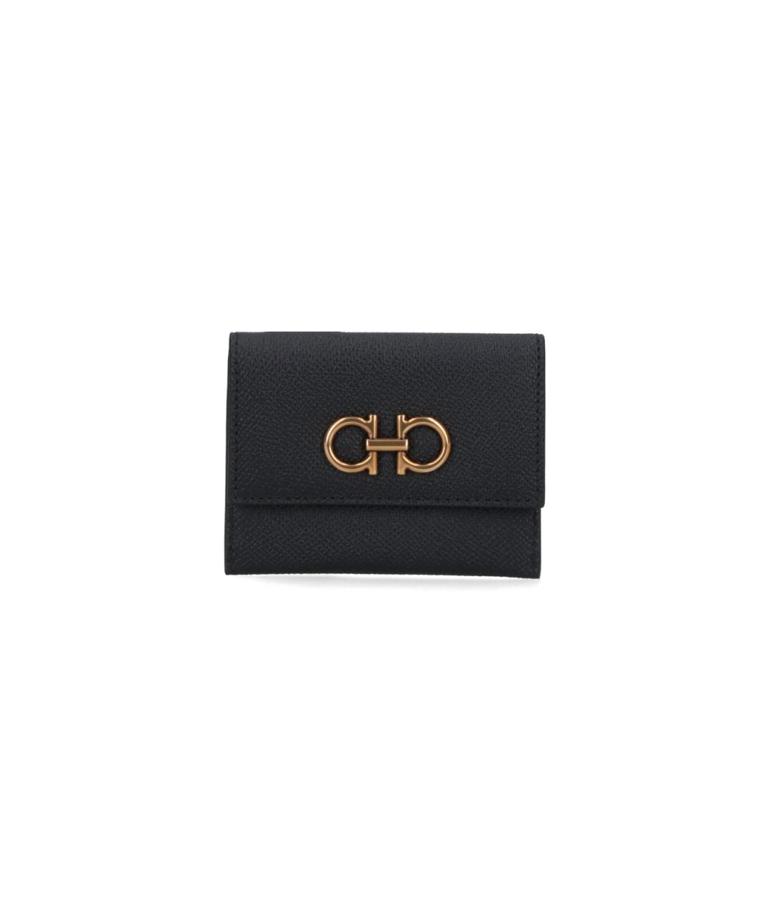 FERRAGAMO Черный кожаный кардхолдер, фото 1