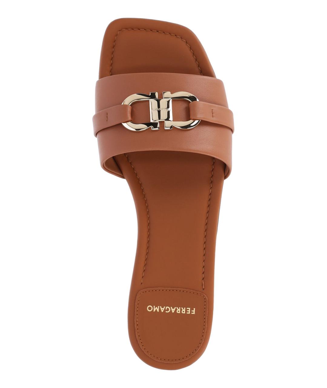 FERRAGAMO Коричневые кожаные сандалии, фото 5