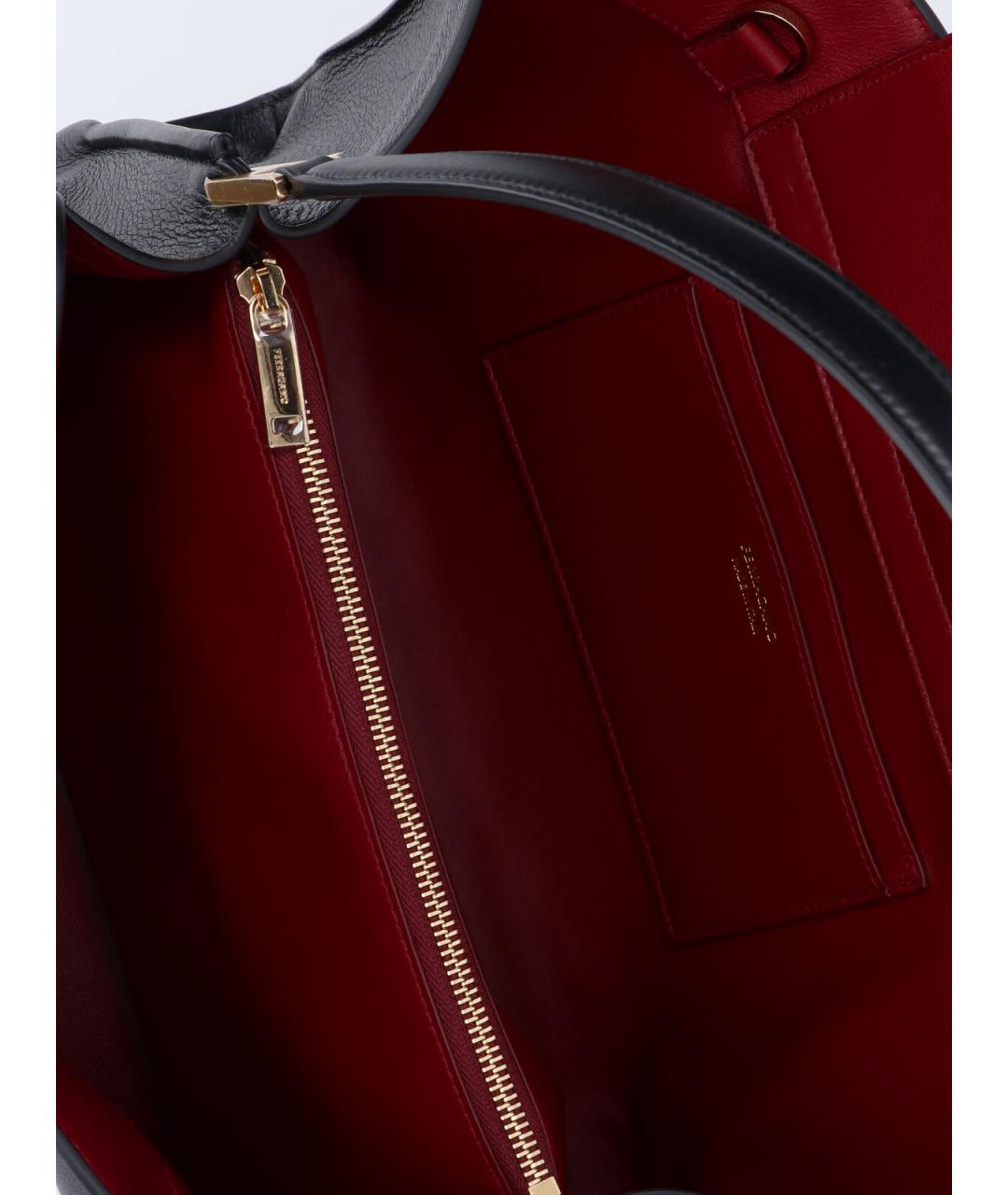 FERRAGAMO Черная кожаная сумка тоут, фото 2