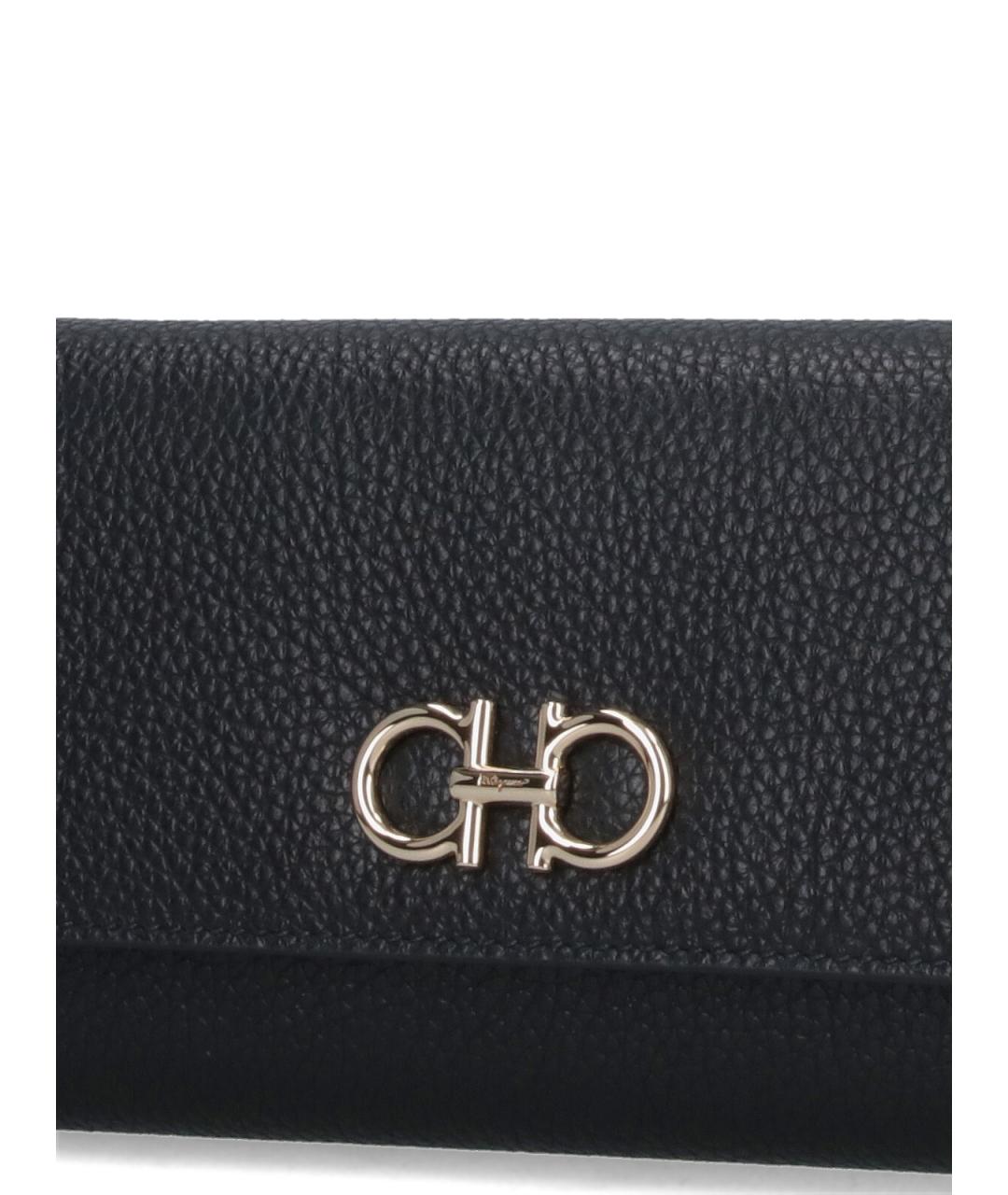 FERRAGAMO Черный кожаный кошелек, фото 5