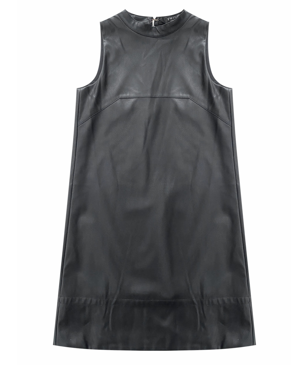 TWIN-SET Черное полиуретановое повседневное платье, фото 1
