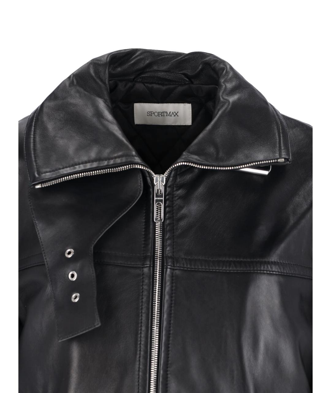 SPORTMAX Черная кожаная куртка, фото 4