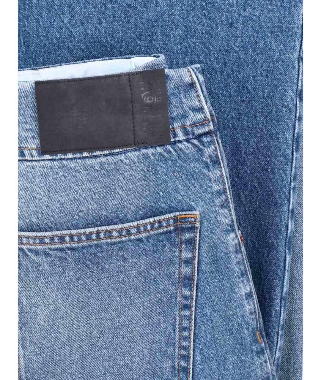 MM6 MAISON MARGIELA Синие хлопковые прямые джинсы, фото 5
