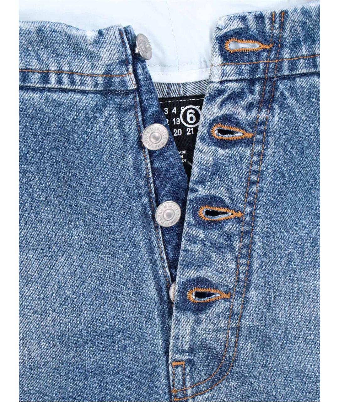 MM6 MAISON MARGIELA Синие хлопковые прямые джинсы, фото 4