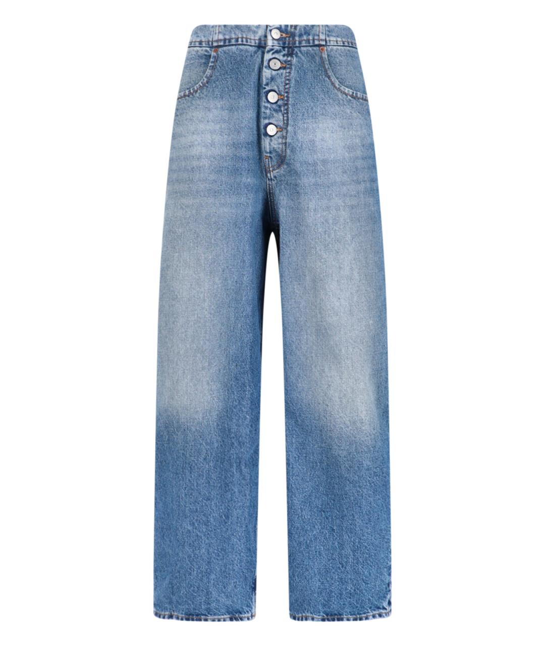 MM6 MAISON MARGIELA Синие хлопковые прямые джинсы, фото 1