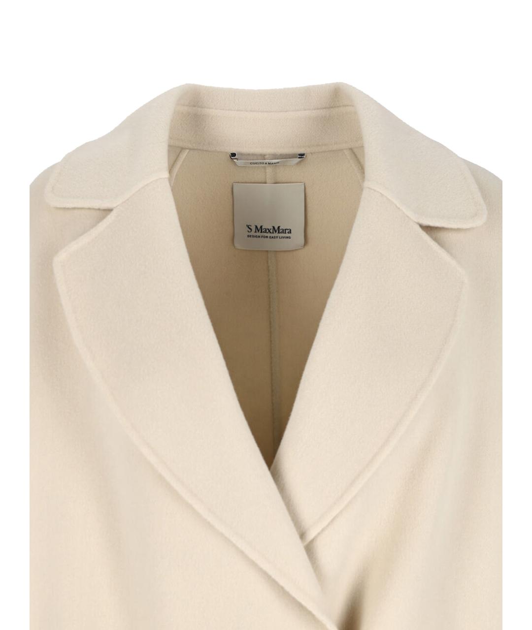 'S MAX MARA Белое шерстяное пальто, фото 4