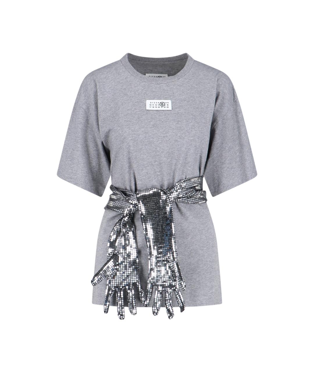 MM6 MAISON MARGIELA Серая хлопковая футболка, фото 1